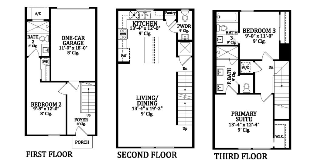 Breeze Homes Iris floorplan has 3 Floors, 3 Bedrooms, 3.5 Bathrooms and 1,445 SQ. FT